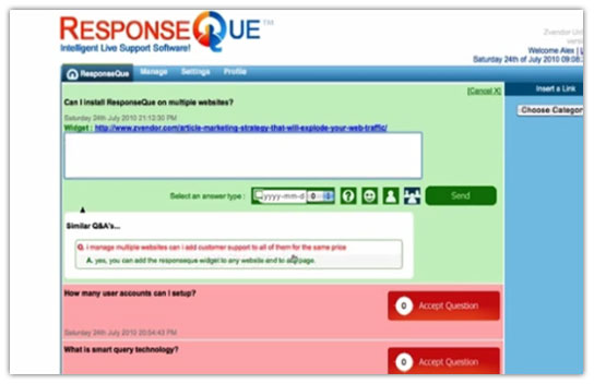 ResponseQue Answering Screen